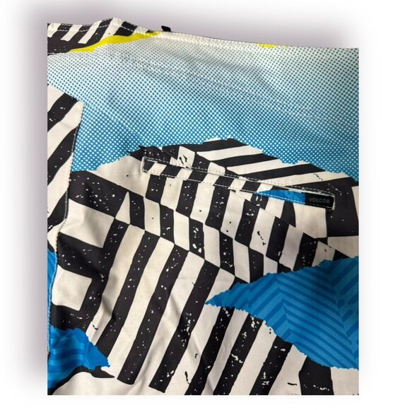 Volcom Blue White Pants Straight Leg Size 33" Abstract Retro Y2K - Picture 4 of 5